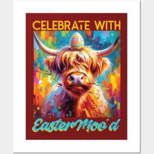 Easter Highland Cow Posters and Art